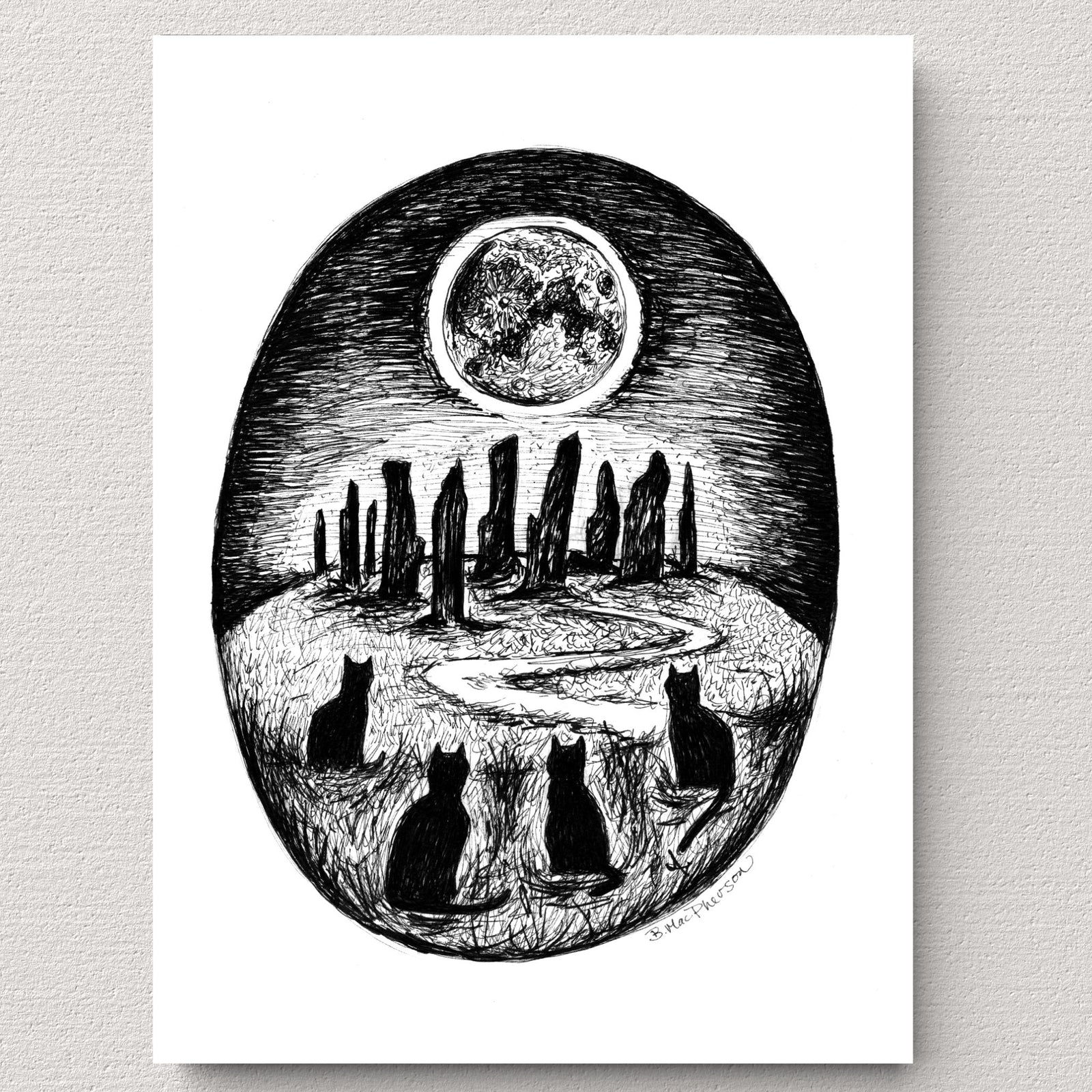 Moon Ritual - Black Cat Fine Art Print