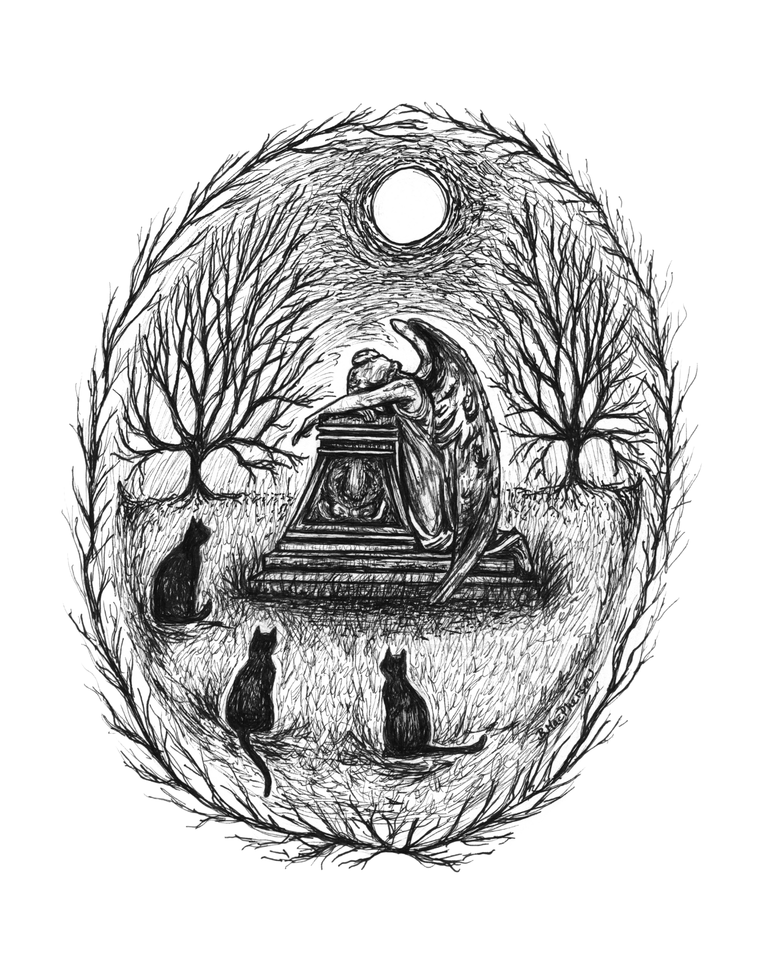 Grief & Comfort - Black Cat Art Print
