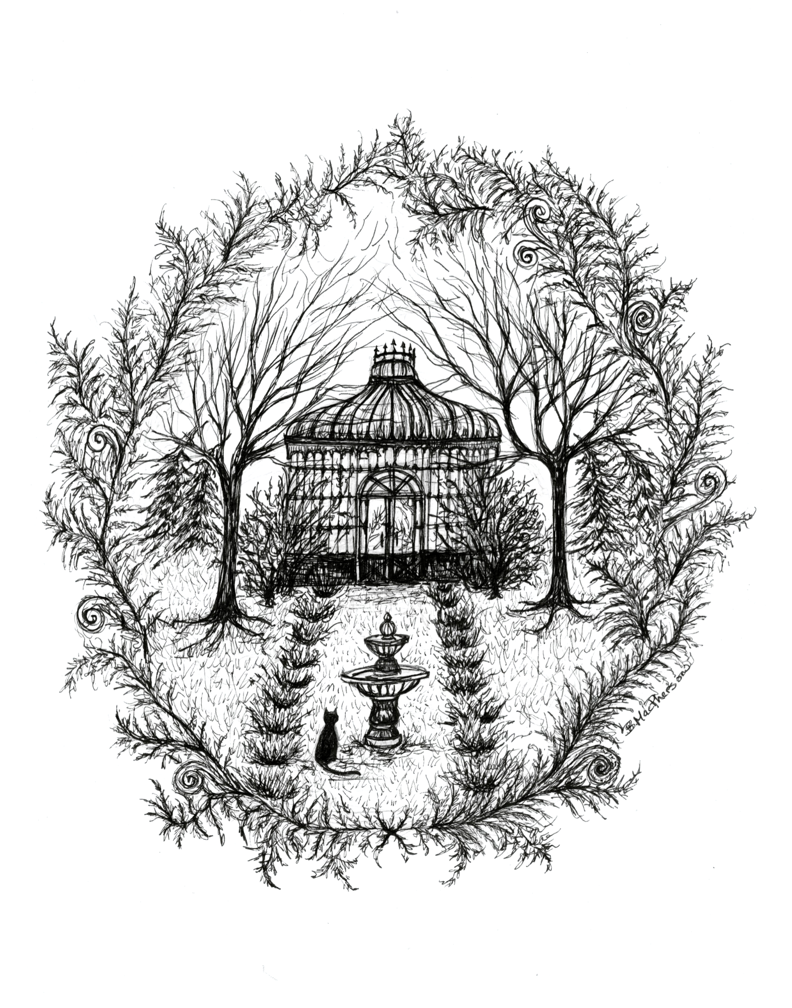 Greenhouse- Black Cat Fine Art Print