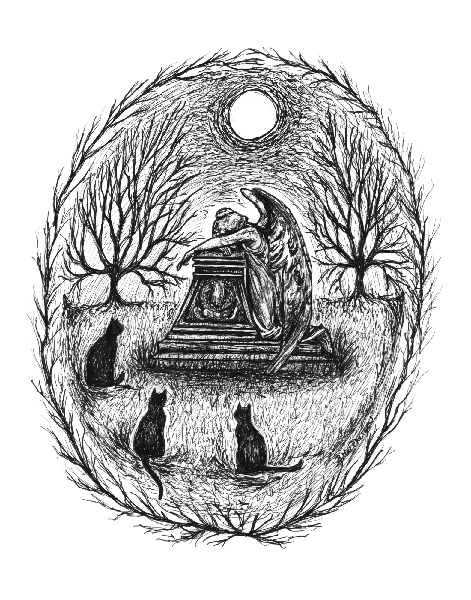 Grief and Comfort - Black Cat Fine Art Print