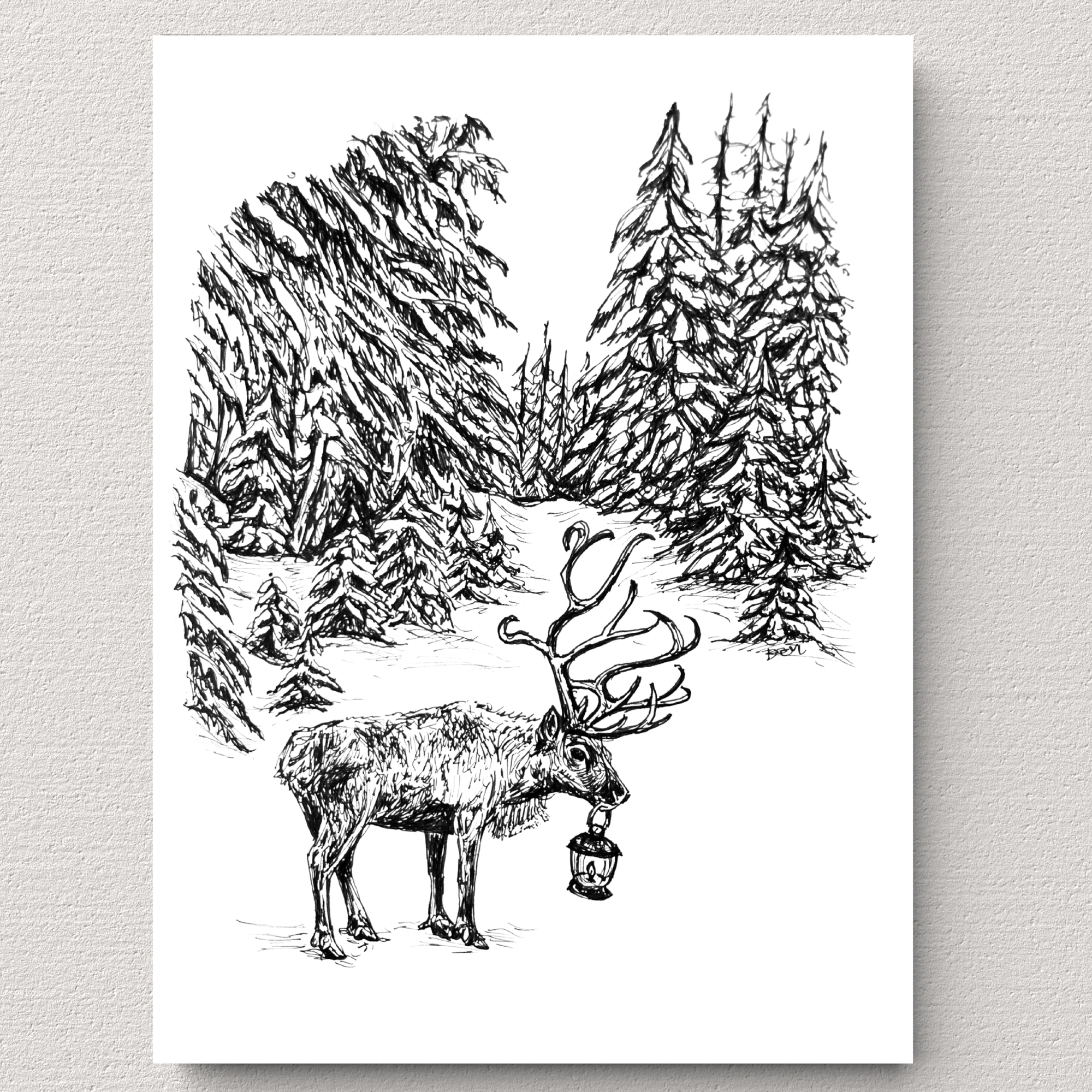 Midwinter Guide - Reindeer Fine Art Print