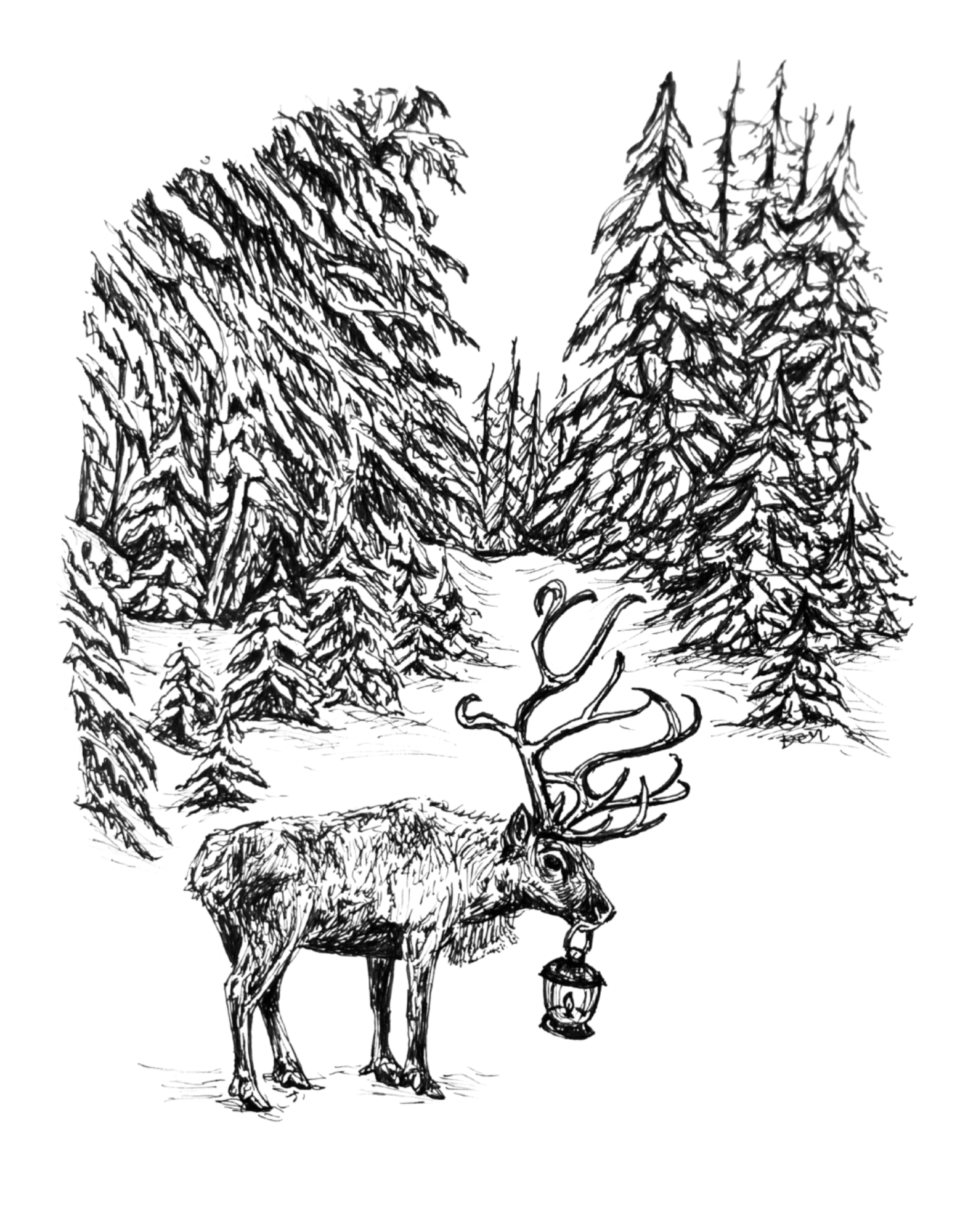 Midwinter Guide - Reindeer Fine Art Print