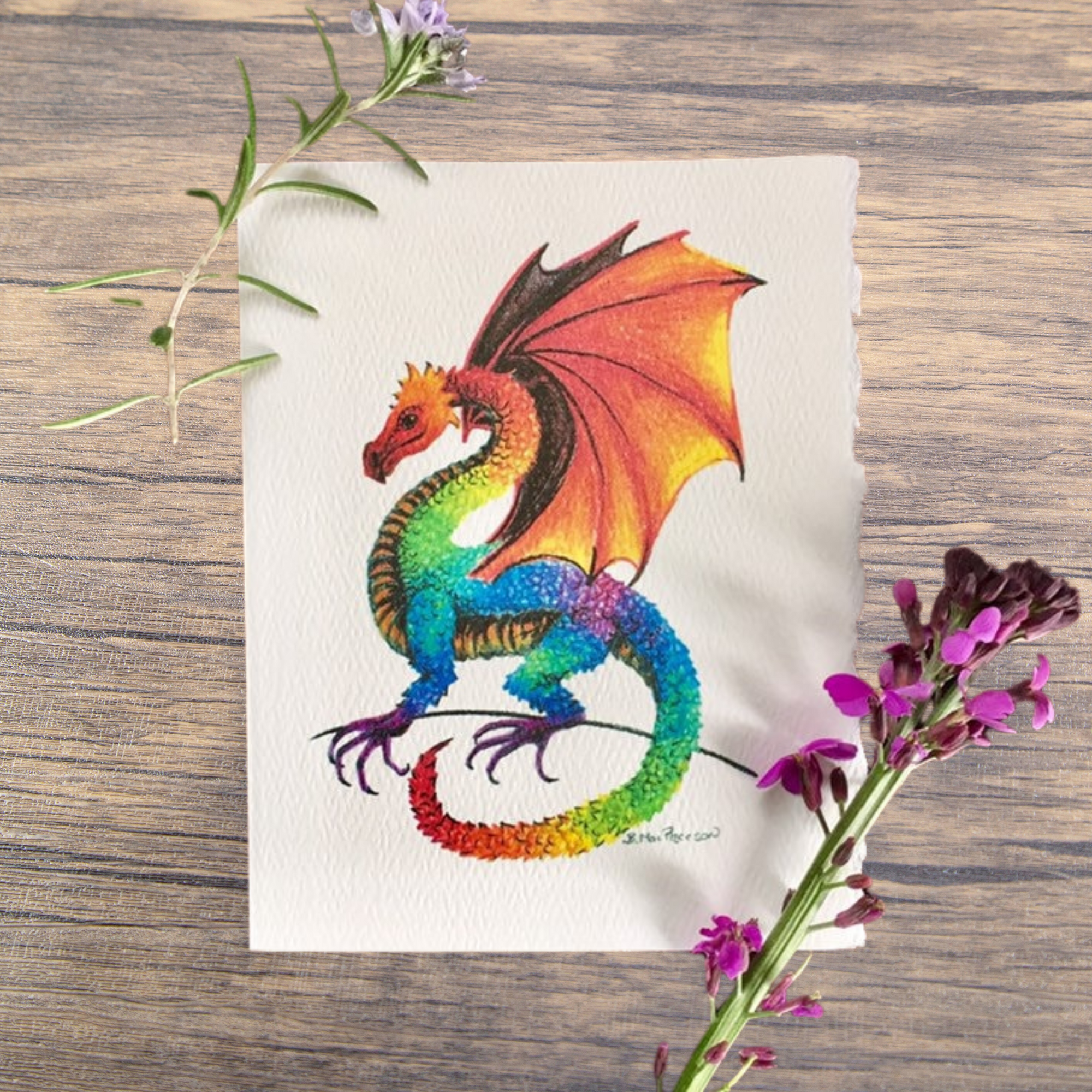 Rainbow Dragon Notecard Set