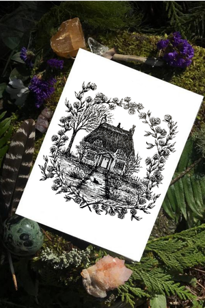 Rose Cottage - Black Cat Fine Art Print