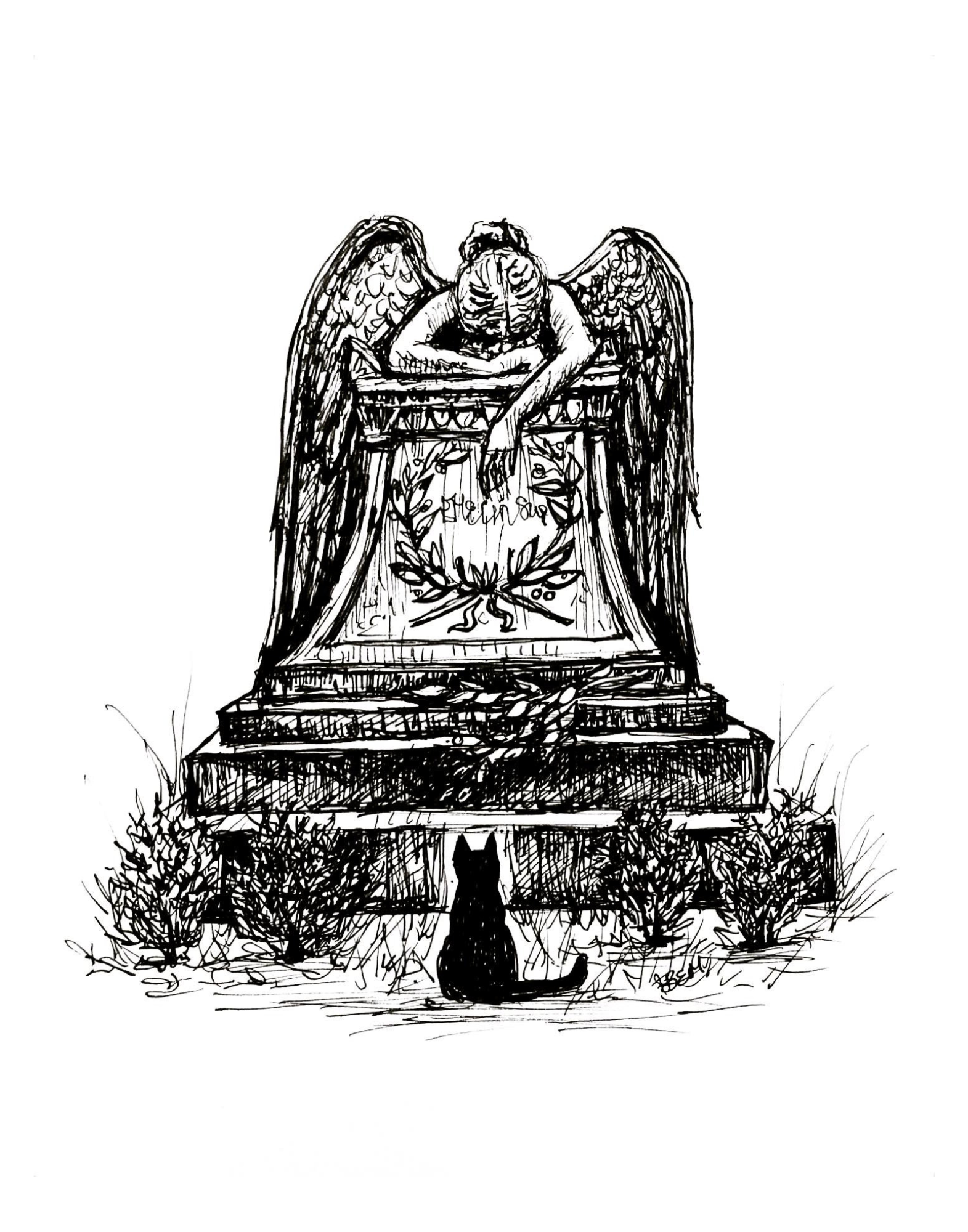 Weeping Angel - Black Cat Art Print